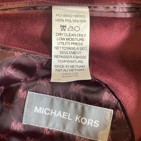 Michael Kors Kent Men's Classic Fit Velvet Sport Coat Blazer - Rich Burgundy NWT - Picture 8 of 10